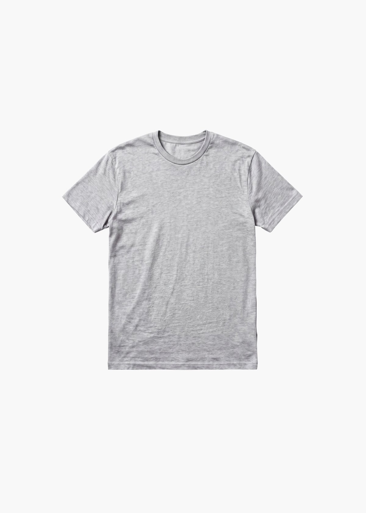 Big and Tall Grey Long Tee, grey heather short-sleeve T-shirt with a crew neck and straight hem.