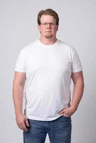Big and Tall Navy Long Tee, plain white cotton-blend short-sleeve crew-neck shirt with a relaxed fit