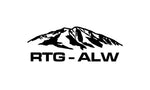 Black mountain silhouette with 'RTG-ALW' text on a white background