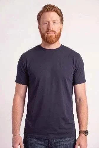 The Classic Long Tee in dark navy cotton blend, featuring a crew neck, short sleeves and a clean solid finish